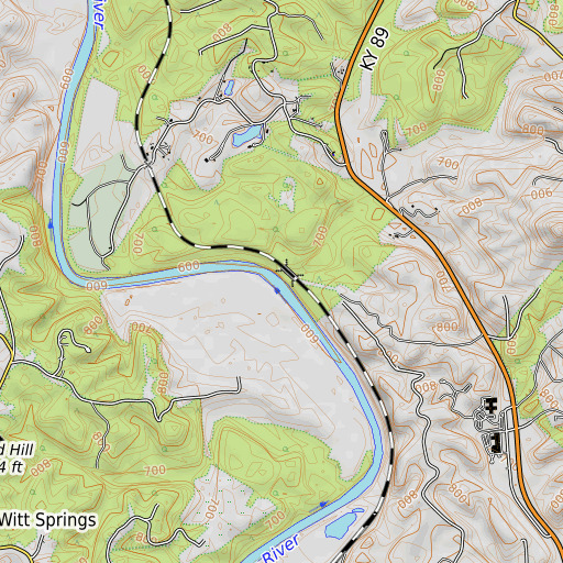 OpenTopoMap map of Calloway Creek, KY