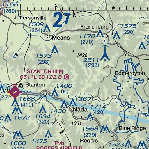 FAA VFR chart of Camp Branch, KY