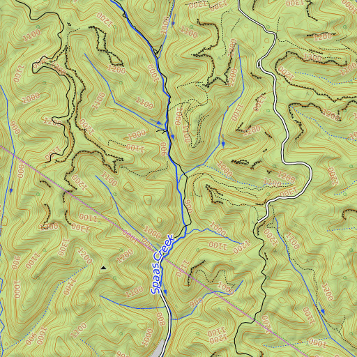 OpenTopoMap map of Camp Branch, KY