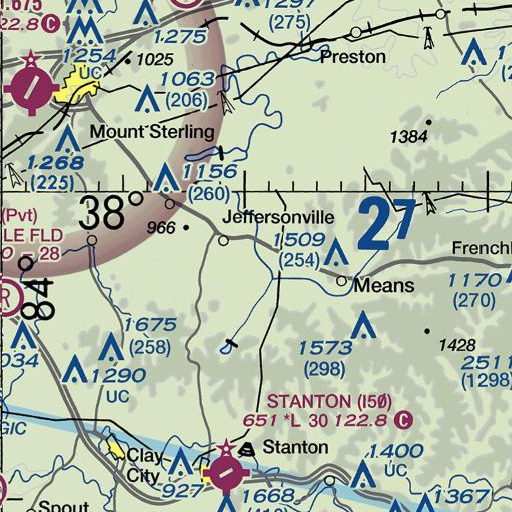 FAA VFR chart of Camp Branch, KY