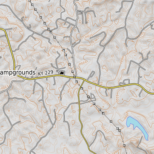 OpenTopoMap map of Camp Ground School, KY