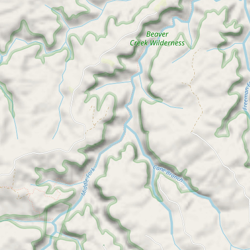 OpenStreetMap map of Cane Branch, KY