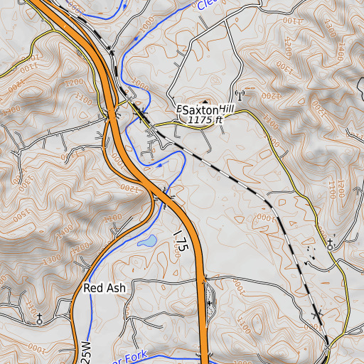 OpenTopoMap map of Cane Creek, KY
