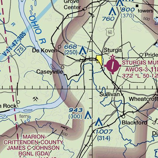 FAA VFR chart of Caney Branch, KY