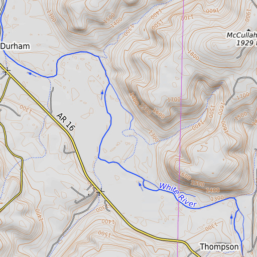 OpenTopoMap map of Lick Branch, AR
