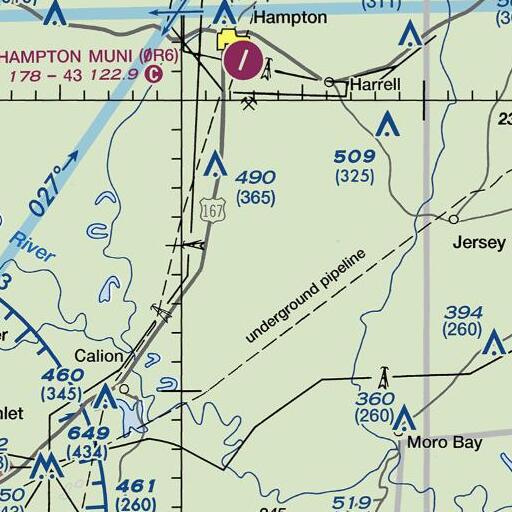 FAA VFR chart of Lick Branch, AR