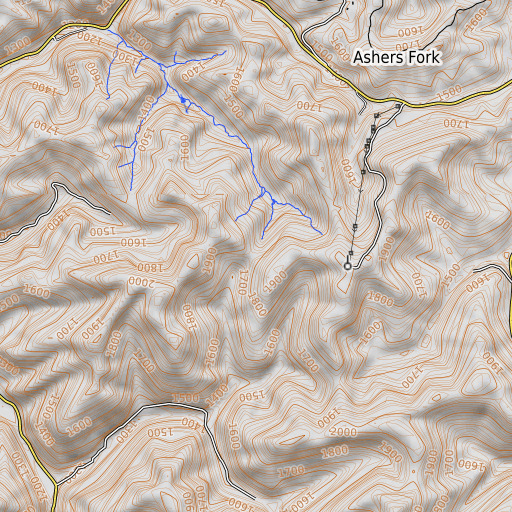 OpenTopoMap map of Chestnut Log Gap, KY