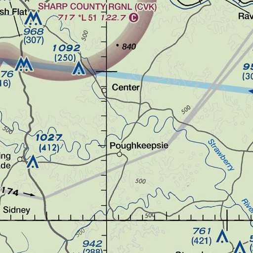 FAA VFR chart of Lick Branch, AR