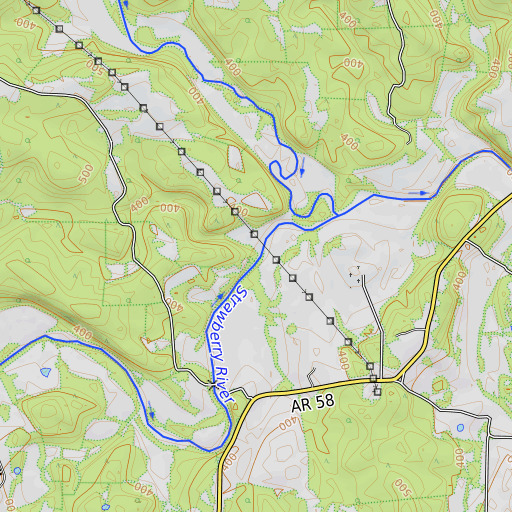 OpenTopoMap map of Lick Branch, AR