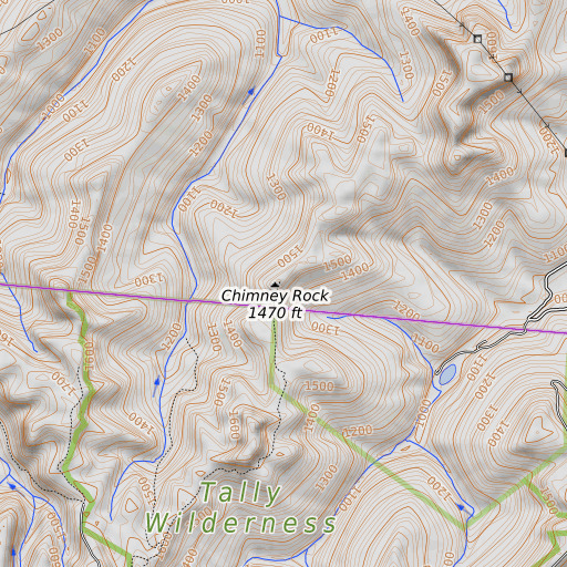 OpenTopoMap map of Chimney Rock, KY