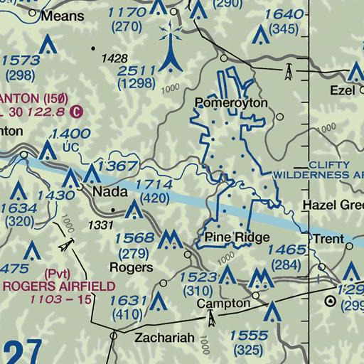 FAA VFR chart of Chimney Top Rock, KY