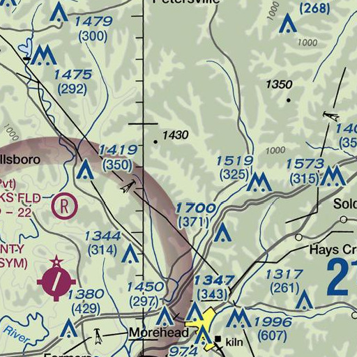 FAA VFR chart of Cincinnati Branch, KY
