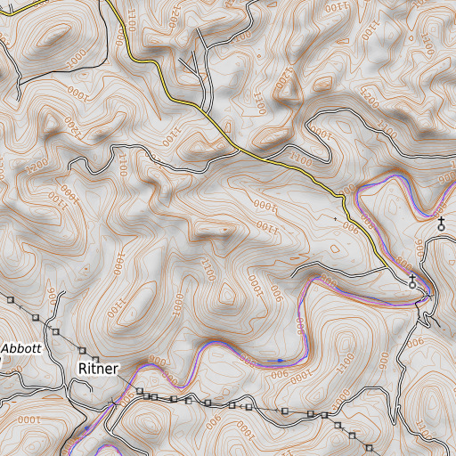 OpenTopoMap map of Cindy Cliff, KY