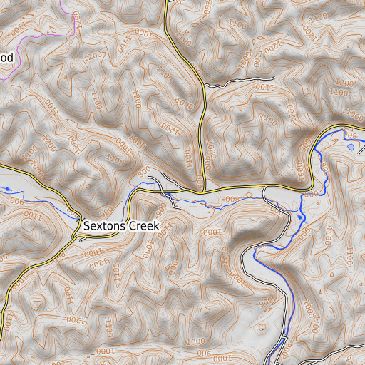 OpenTopoMap map of Robert Clark School, KY