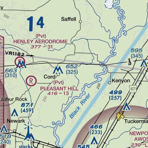 FAA VFR chart of Lick Creek, AR