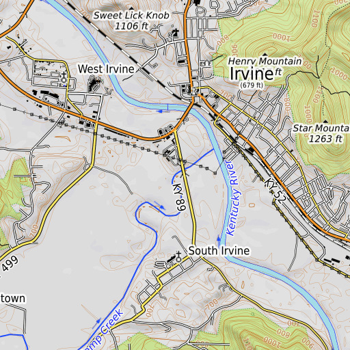 OpenTopoMap map of Clear Creek, KY