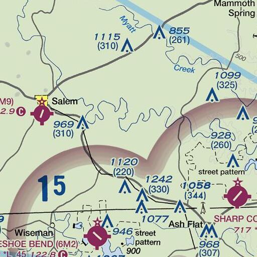 FAA VFR chart of Lick Creek, AR
