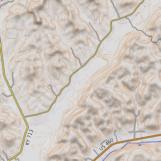 OpenTopoMap map of Clem Branch, KY