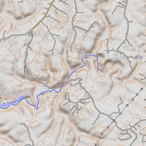 OpenTopoMap map of Clifty Branch, KY