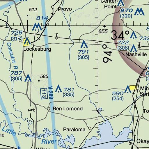 FAA VFR chart of Lick Creek, AR