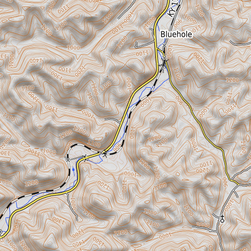 OpenTopoMap map of Cob Branch, KY