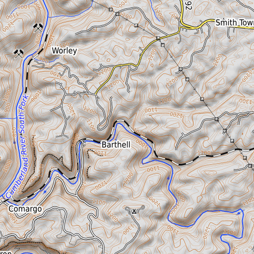 OpenTopoMap map of Coffey Branch, KY