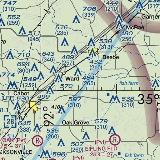 FAA VFR chart of Lick Creek, AR