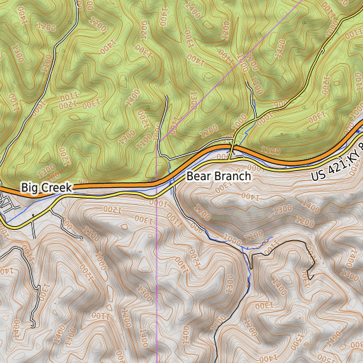 OpenTopoMap map of Cold Spring Branch, KY