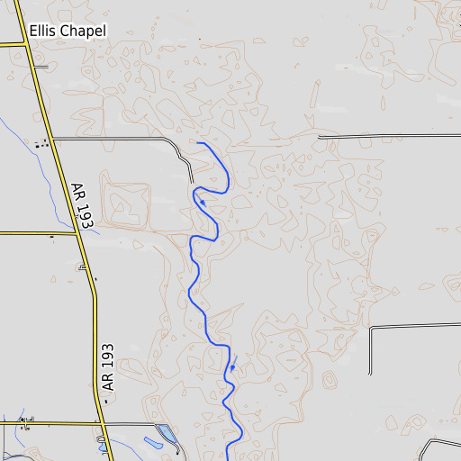 OpenTopoMap map of Lick Creek, AR