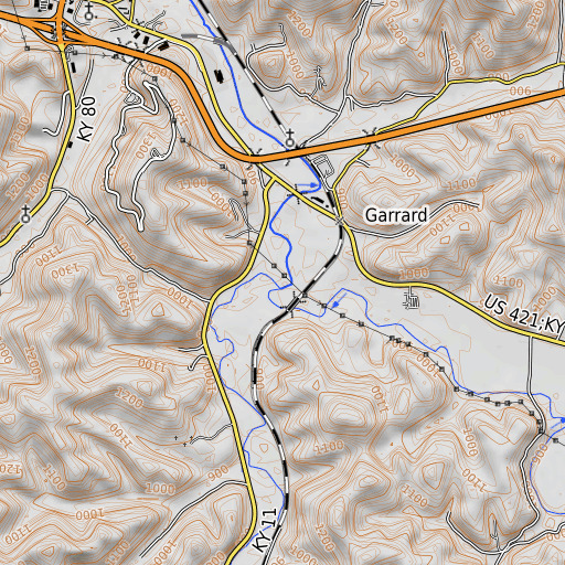 OpenTopoMap map of Collins Fork, KY