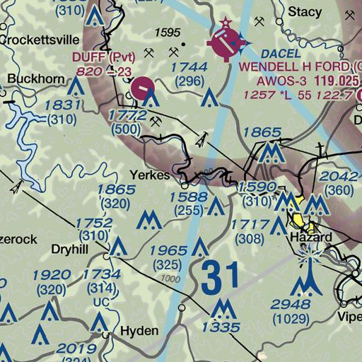FAA VFR chart of Colwell Fork, KY