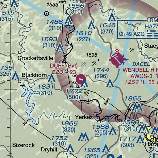 FAA VFR chart of Combs Branch, KY
