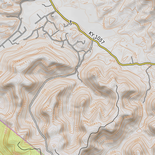OpenTopoMap map of Combs Branch, KY