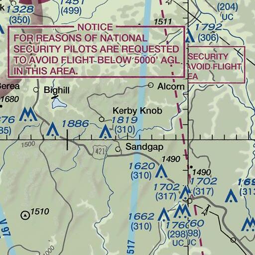FAA VFR chart of Combs Cemetery, KY