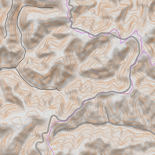 OpenTopoMap map of Combs Fork, KY