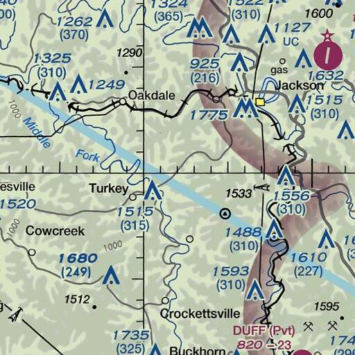 FAA VFR chart of Combs Fork, KY