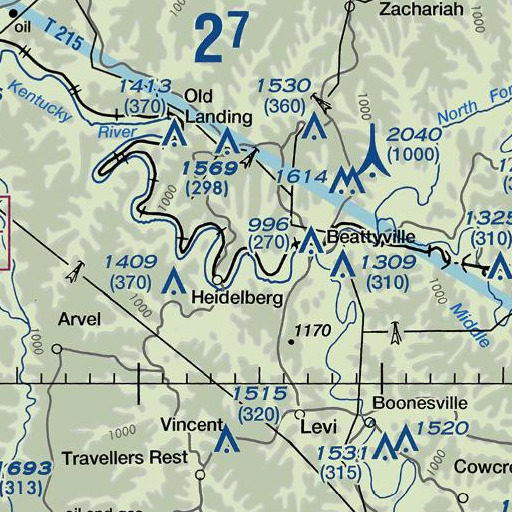 FAA VFR chart of Contrary Creek, KY