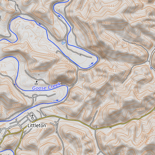 OpenTopoMap map of Cotton Gap, KY