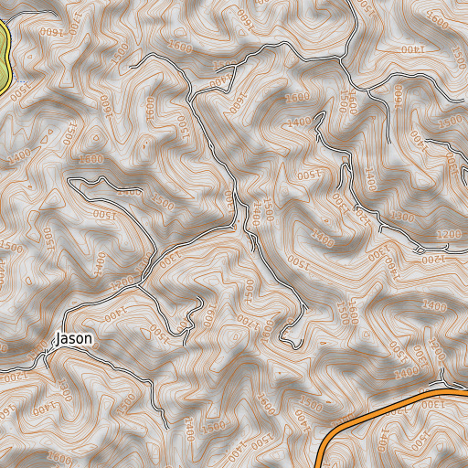 OpenTopoMap map of Couch Branch, KY