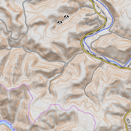 OpenTopoMap map of Couch Fork, KY