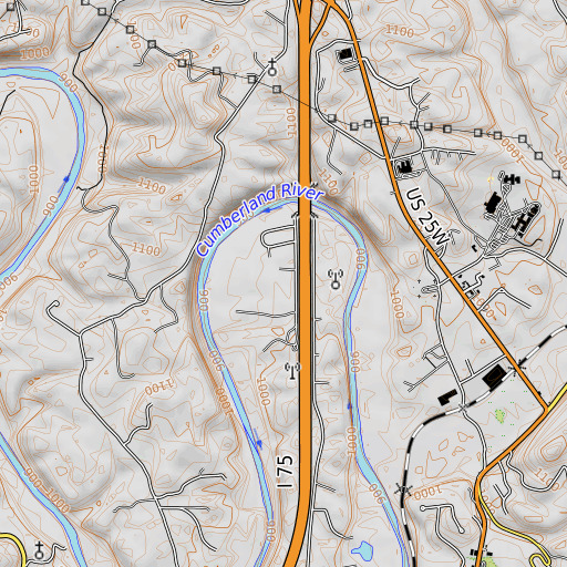 OpenTopoMap map of Croley Bend, KY