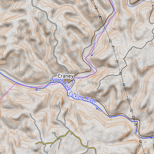 OpenTopoMap map of Cross Branch, KY