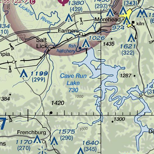 FAA VFR chart of Cross Over Trail, KY