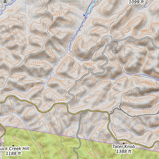 OpenTopoMap map of Cross Over Trail, KY