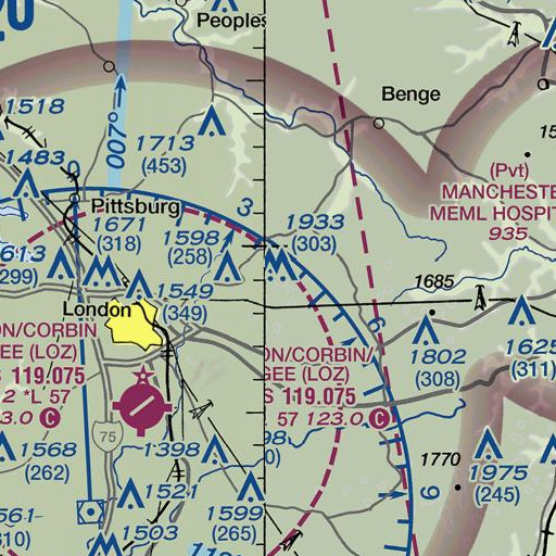 FAA VFR chart of Cutoff Knob, KY