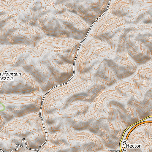 OpenTopoMap map of Dan Bowling School, KY