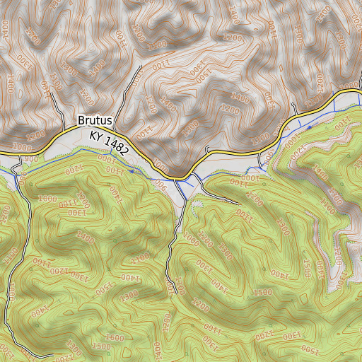 OpenTopoMap map of Danger Branch, KY