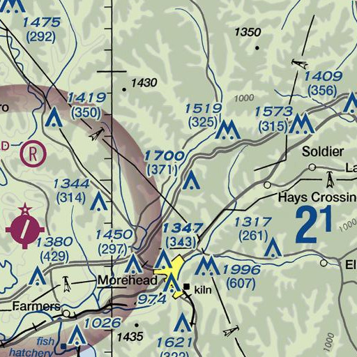 FAA VFR chart of DeBord Branch, KY