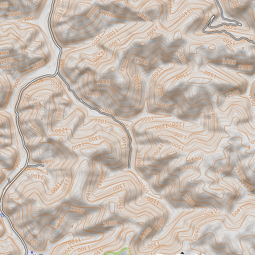 OpenTopoMap map of DeZarns Fork, KY