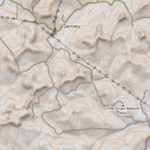 OpenTopoMap map of Denney Cliff, KY
